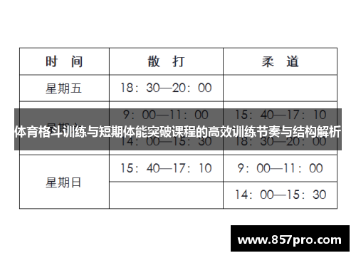 体育格斗训练与短期体能突破课程的高效训练节奏与结构解析